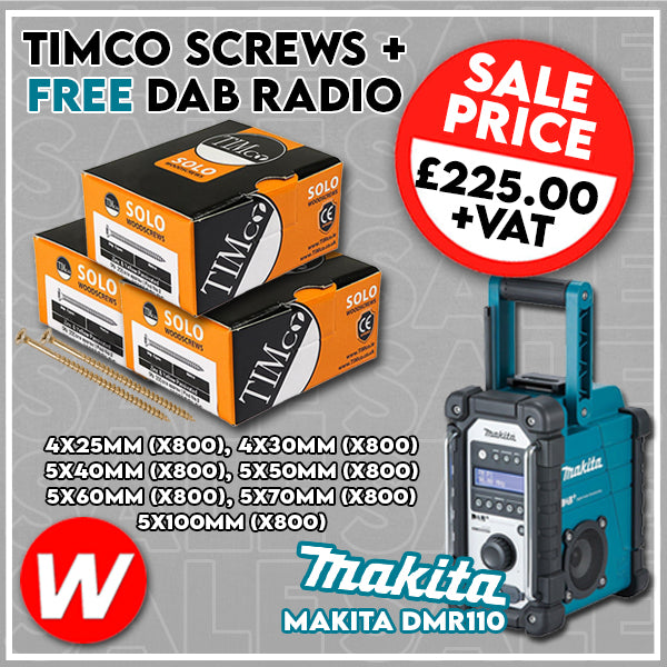 FREE Makita DMR11 Radio with Timco Screws